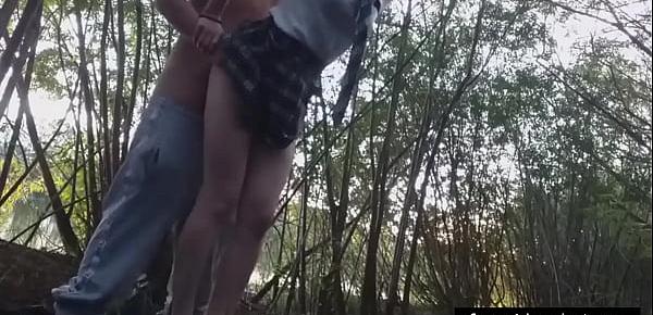  A young redhead woman decided to have sex with her boyfriend in nature